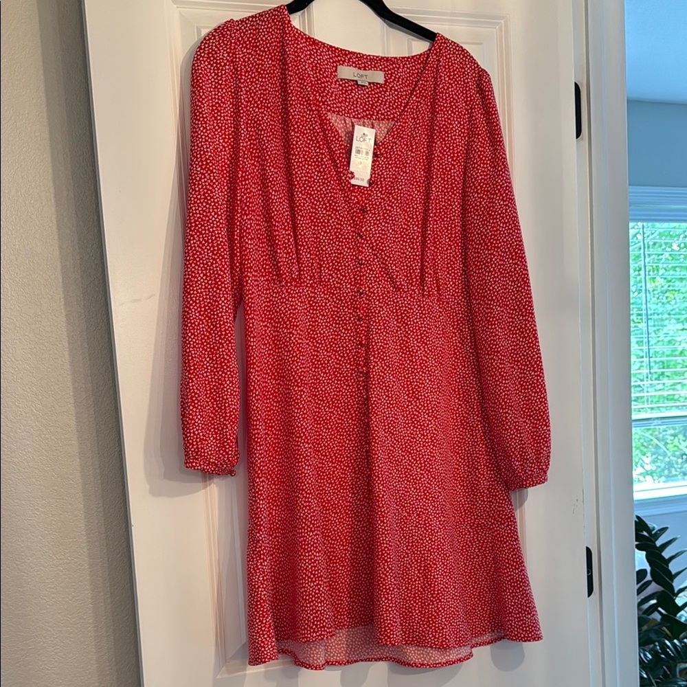 LOFT Red Patterned Dress
